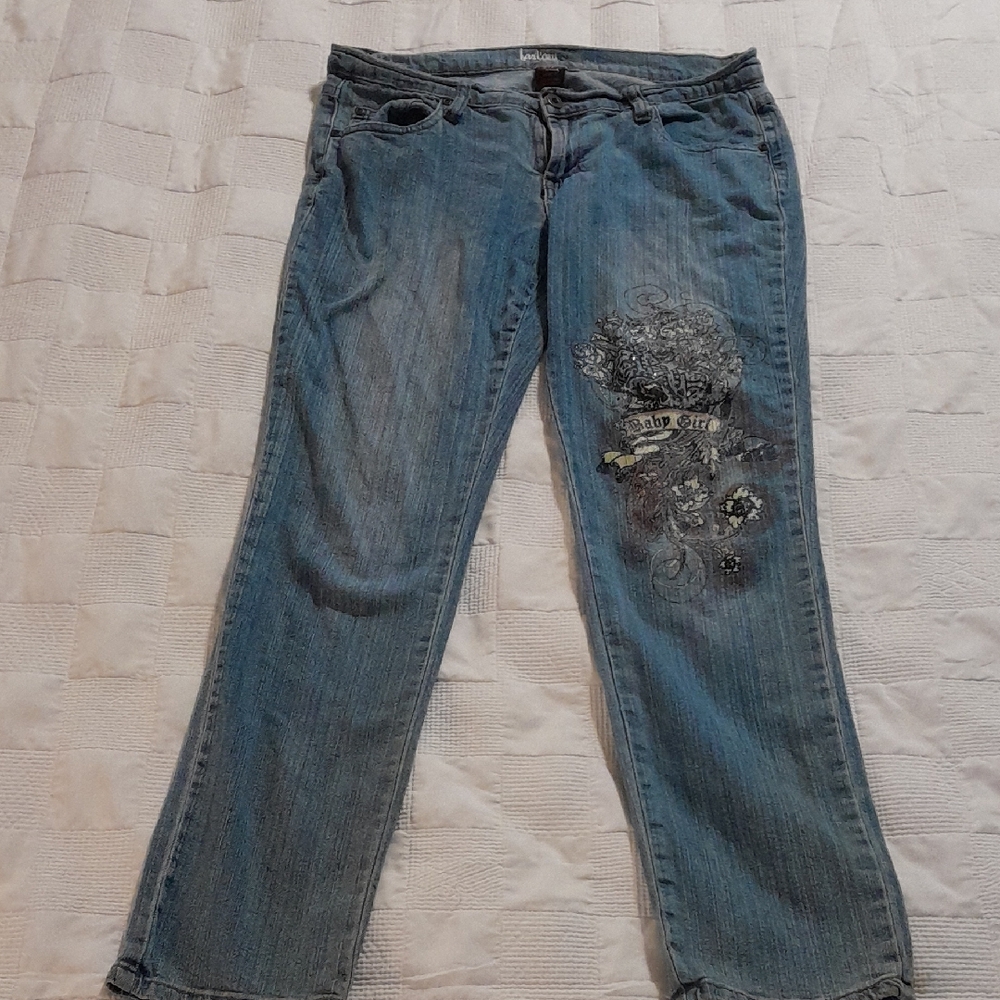Distressed Blue Straight Leg Denim